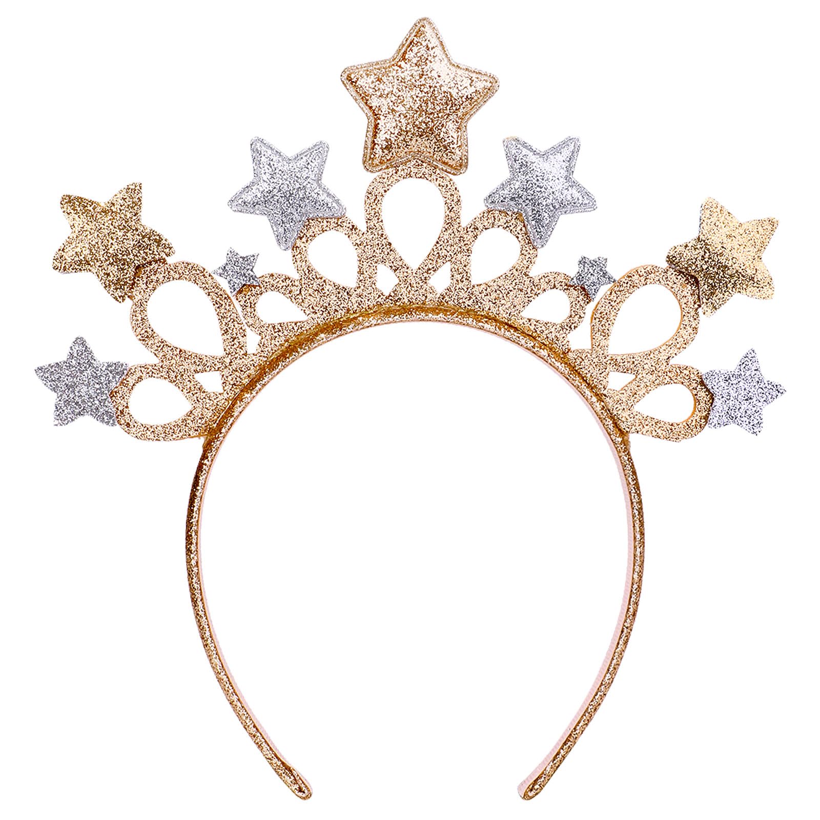Star Headband, Glitter Gold Silver Star Christmas Headband for Festival Accessories, Happy New Year Headbands, Funny Pentagram Hairband for Women and Girls Christmas Decoration Holiday Party Birthday
