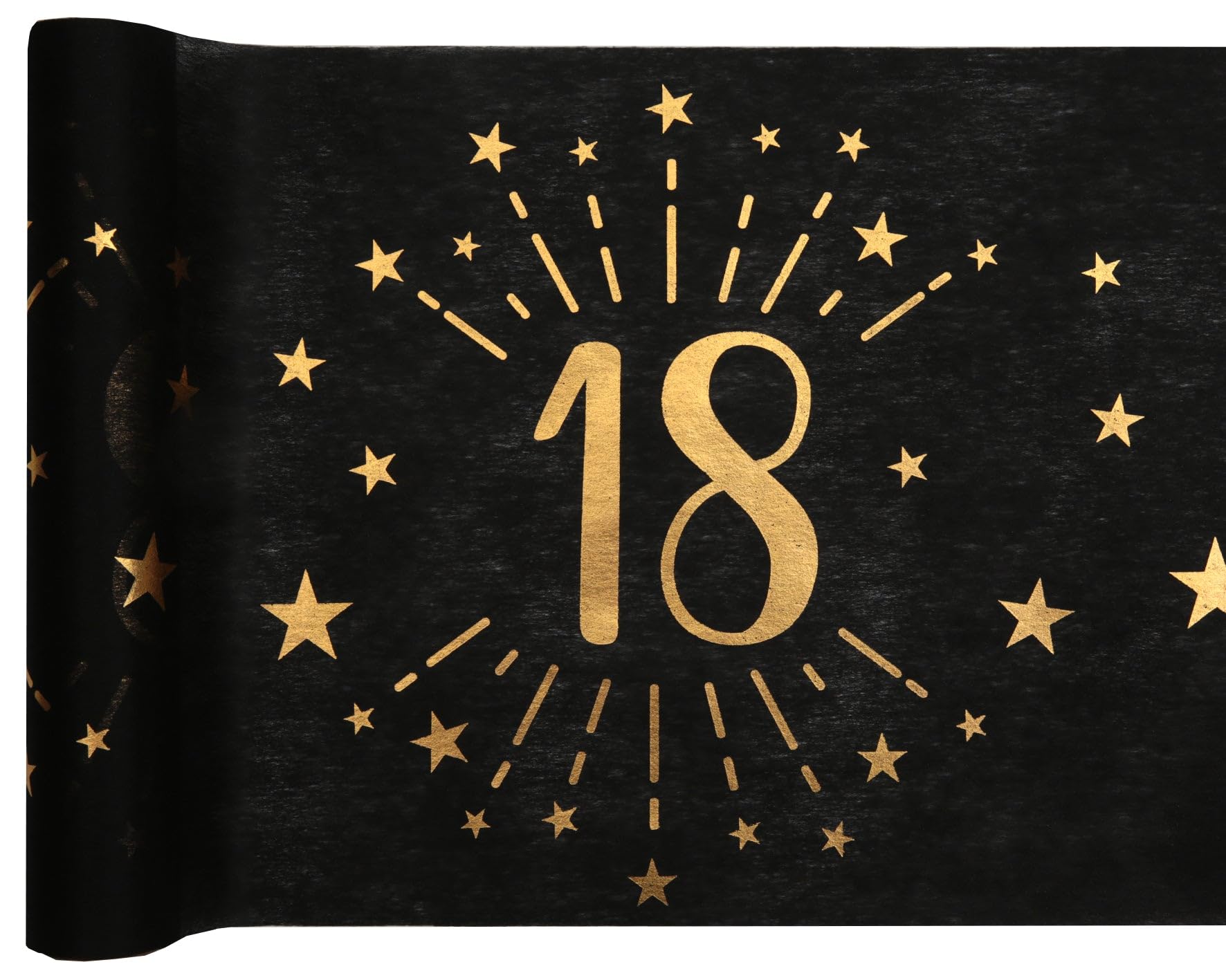 Santex 6787-18-30 Table Runner Sparkling Age Metal Black/Gold, 18 Years