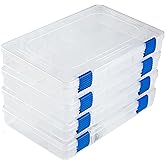 ZXDIN3 Medium Plastic Fishing Tackle Box Storage Organizer Box 3600 with Adjustable dividers Tackle Tray Parts Crafts Case 4 Pack