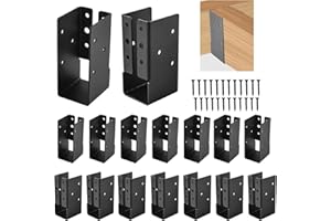 ICokin 16 Pcs Concealed Joist Hangers,2"x4" Outdoor Trim Concealed Flanges,Framing Bracket,Railing Brackets,Q235B Steel Powder-Coated Joist Hanger Fit for Beam,Swing, Handrail,Fence