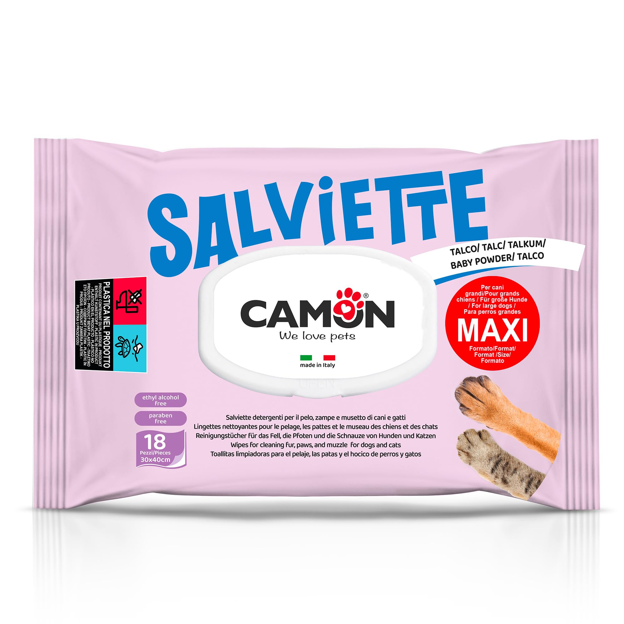 Camon Maxi Talco Cleaning Wipes - Pack of 18 - Size 600g