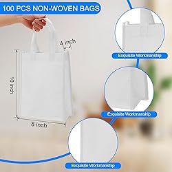 Jexine 100 Pcs Non Woven Bags Reusable Gift Bag