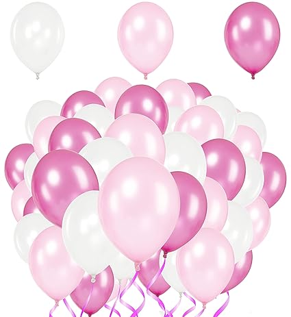 Premium Luftballons – Heliumluftballons Metallic • 51 Stück • 3 Farben • Weiß, Rosa, Pink • XL Größe • Metallic Luftballons d