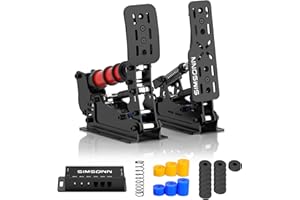SIMSONN Plus X Pedals Sim Racing Pedals PC Racing Simulator Load Cell HE Hydraulic Pedals Support Haptic Reactor (Black P2-H2)