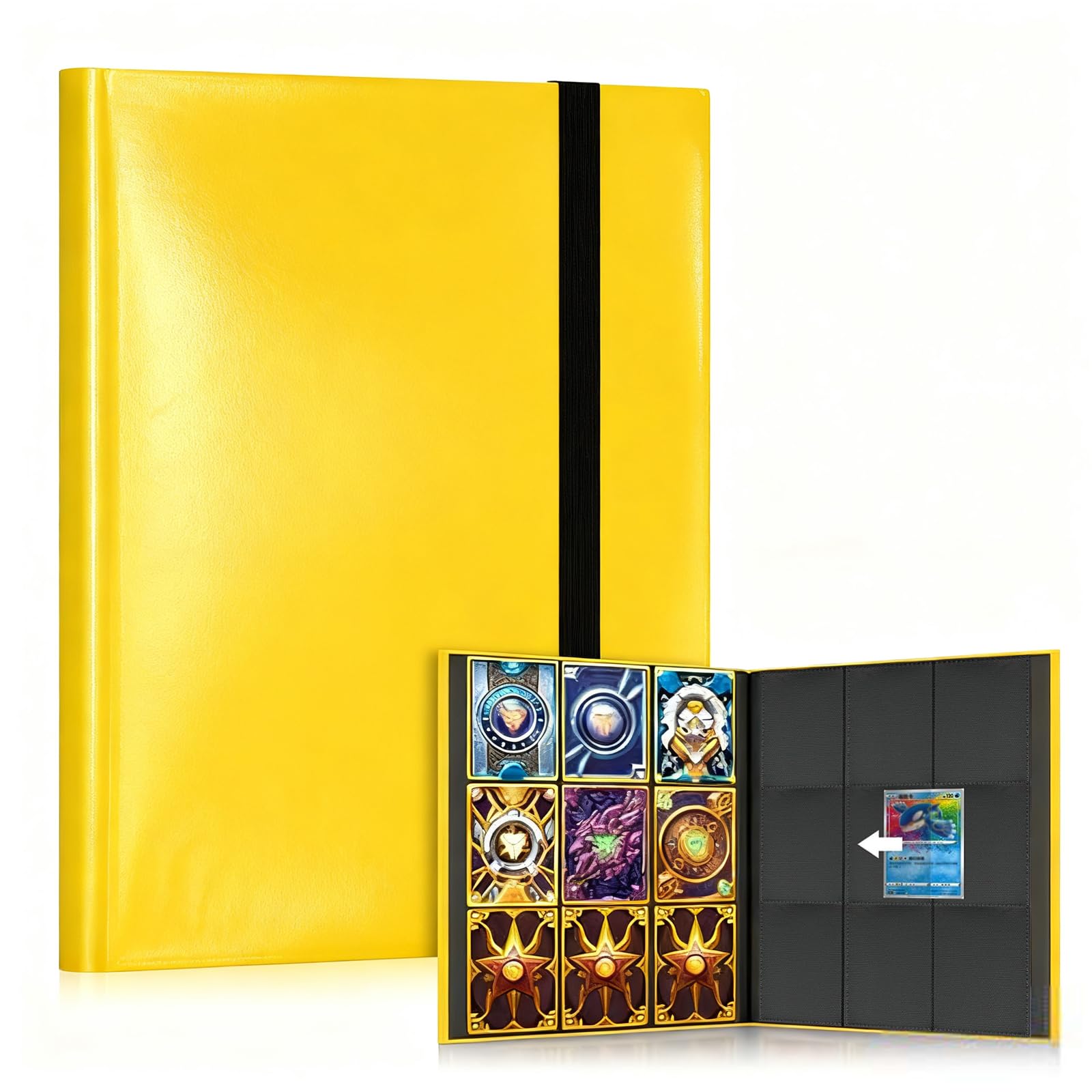 Trading Card Binder, 540 Pockets Card Binder for Pokemon Cards, MTG, Baseball & Football Sports Cards - Easy-to-Use Card Collection Album (Yellow)