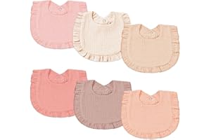duludulu 6 Pack Muslin Baby Bibs for Baby Girls, Muslin Bibs Drool Bandana Bibs (Sweet Pink)