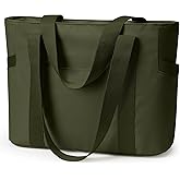WLLWOO Large Tote Bag, Zipper Shoulder Bag for Women Trolley Sleeve 15.6” Laptop Travel Work Daily Nurse Gym