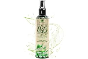 Green Leaf Naturals Aloe Vera Spray | 99% Cold-Pressed Aloe Vera Juice with Vitamin C, E & A | Hair, Skin, Facial Moisturizer, Sunburn Relief & After Sun Lotion 8oz