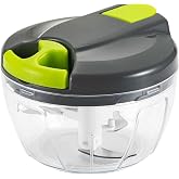 Multi-Function Manual Food Chopper &amp; Processors with Handle and Cover,Vegetable Chopper Shredder,Garlic Press,Suitable for Onions Garlic Peppers Carrots Gingers Fruits,Ideal Gift for Kitchen(Green)