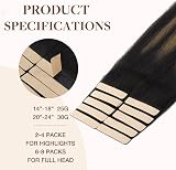 GOO GOO Tape In Hair Extensions Human Hair 14in 25g 10pcs 1B/6/1B view 3