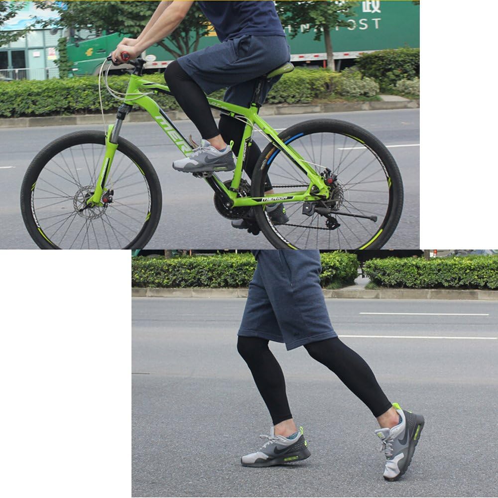 Cosmos 1 Pair Black Color Unisex Sun Protection Leg Sleeves for Bike Cycling Hiking Running (Large) : Clothing