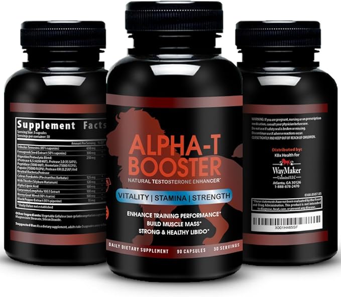 Amazon Com Alpha T Testosterone Booster For Men Naturally Increase Testo Boost Athletic Performance Vitality Libido Energy Male Enhancement Tribulus Fenugreek Tongkat Ali Enzymatic Blend 90 Veggie Caps Health Personal Care