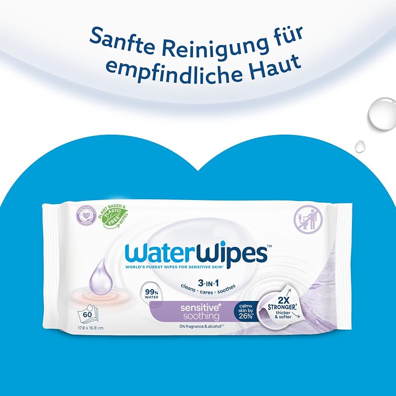 Sensitive+ Soothing Clean Wipes, 99% Wasser, parfümfrei, 6 Pack
