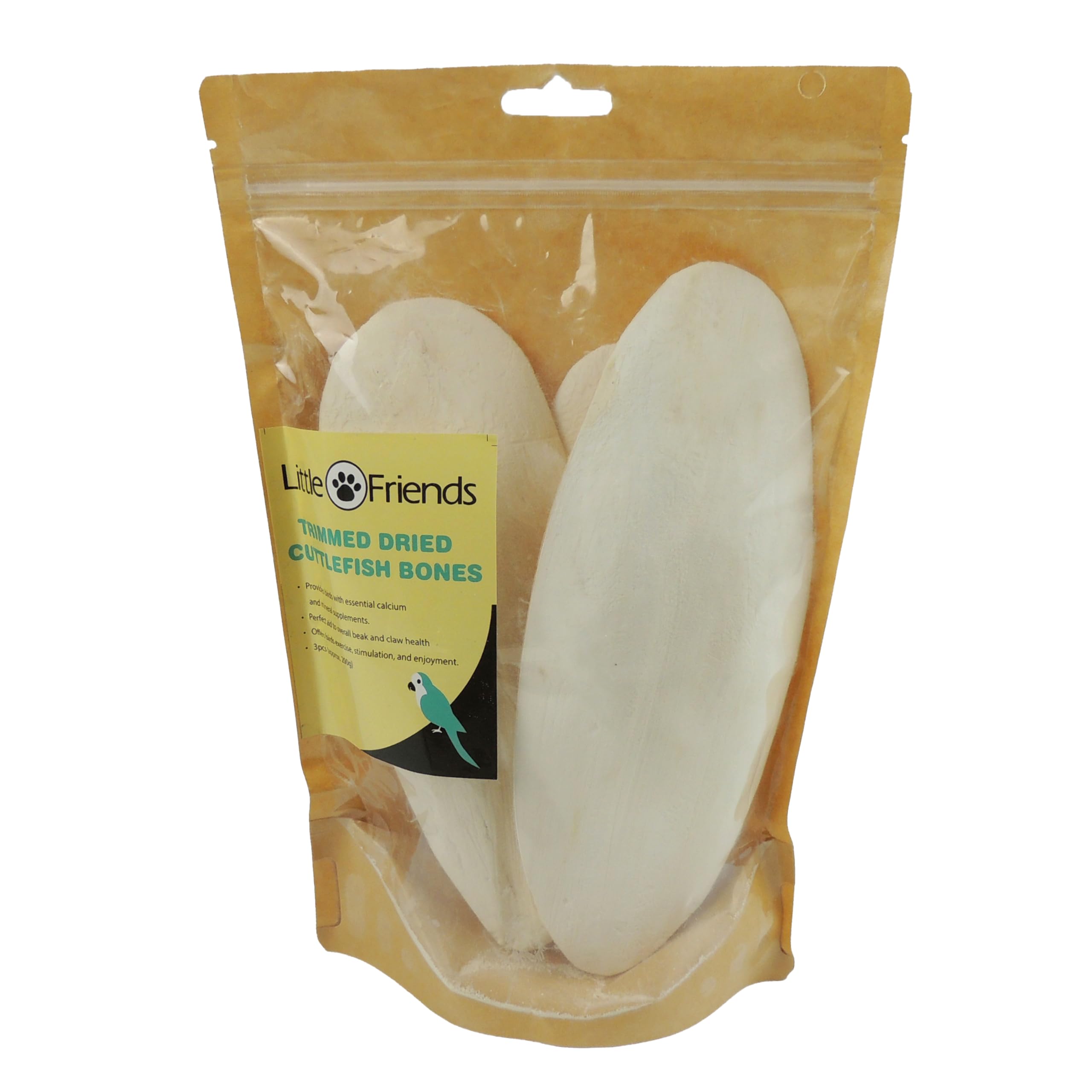 Trimmed Dried Cuttlefish Bone 3pcs (205g) – Natural Calcium Source for Birds and Reptiles
