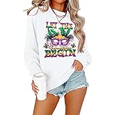 SFHFY Mardi Gras Sweatshirt Women: Fat Tuesday Shirts Carnival Outfit Mask Graphic Pullover New Orleans Party Top