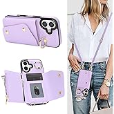 Vervebear Compatible with iPhone 17 Crossbody Wallet Case with Card Holder for Women,Phone Case RFID Blocking PU Leather Zipper Handbag Flip Cover with Card Slots Ring Wrist Stand,Purple