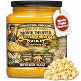 Princeton Popcorn Movie Theater Butter Coconut Oil, 30 oz - Vegan | Buttery coconut popping oil for stovetop, Whirley Pop and machines. Beta-carotene colored, vegan, zero trans fat.