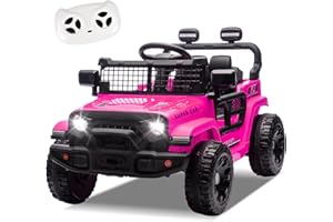 Okybaby 24V Ride On Jeep Car, Toddler Ride On Toys w/Parents Remote Control, 200W Power Motor Electric Car for Kids 2-4 with 4-Wheel Suspension, Bluetooth, Music, 1.86-3.11MPH Adjustable Speed, Pink