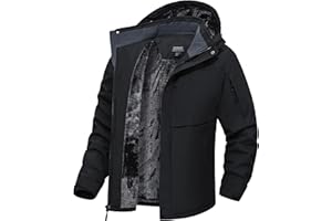 HotPoem Winter Jackets Coats For Men Ski Snow Waterproof Fleece Liner Windproof Raincoat 6 Pockets