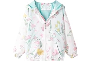 Feidoog Kids Baby Toddler Girls Cartoon Spring Fall Outerwear Windbreaker Zipper Hooded Jackets Coat