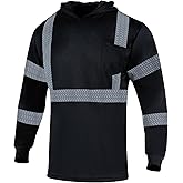VENDACE Safety Reflective High Visibility Long Sleeve Shirts with Hood Class 3 Hi Vis Construction Breathable Work Shirts