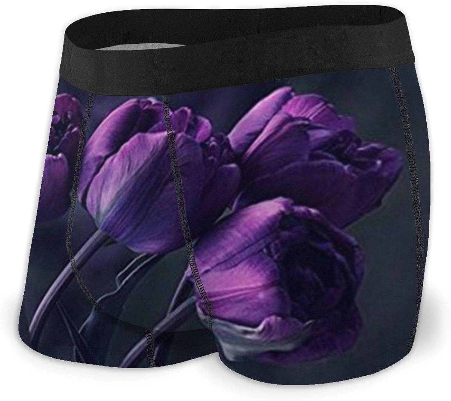 Dark Purple Tulip Flower Men's Underwear Boxer Briefs Comfortable