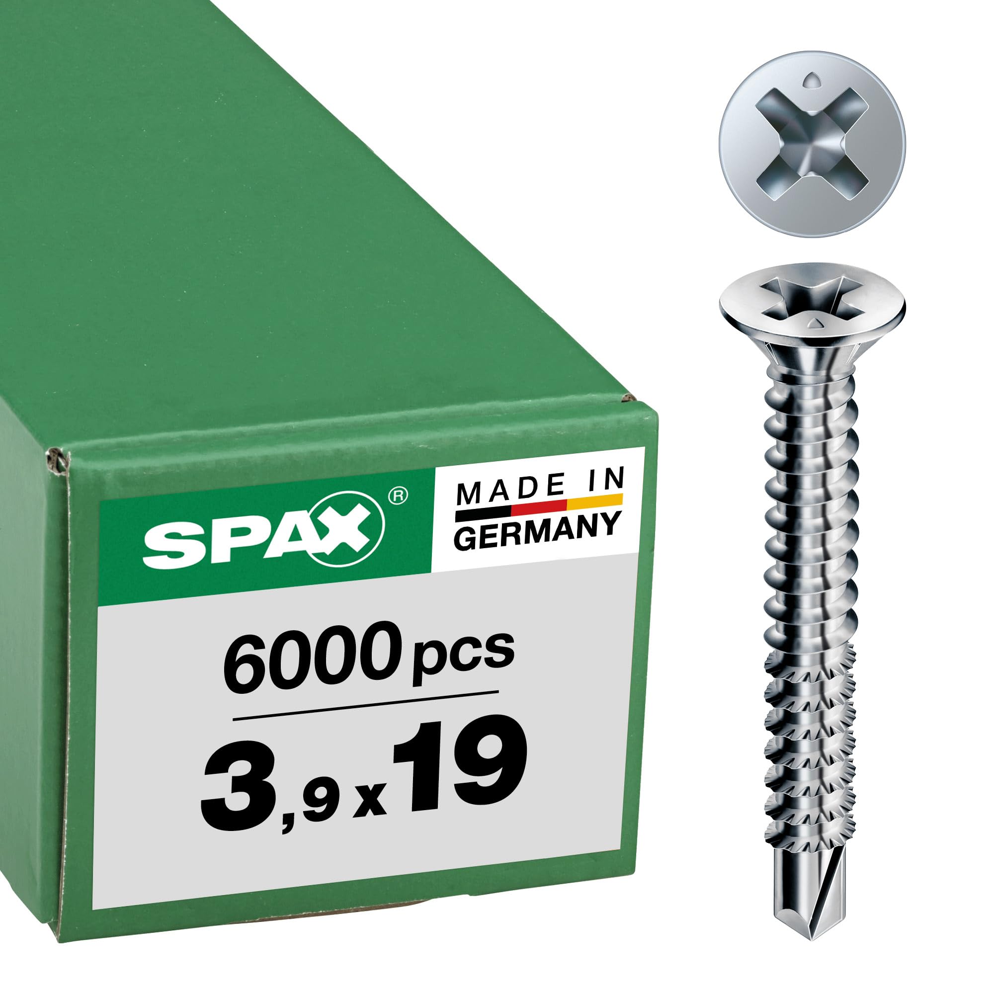 FEX-A, 3.9 x 19 mm, 6000 pieces, coarse thread, countersunk head, Phillips H2, drill tip, Wirox - 1401470390198