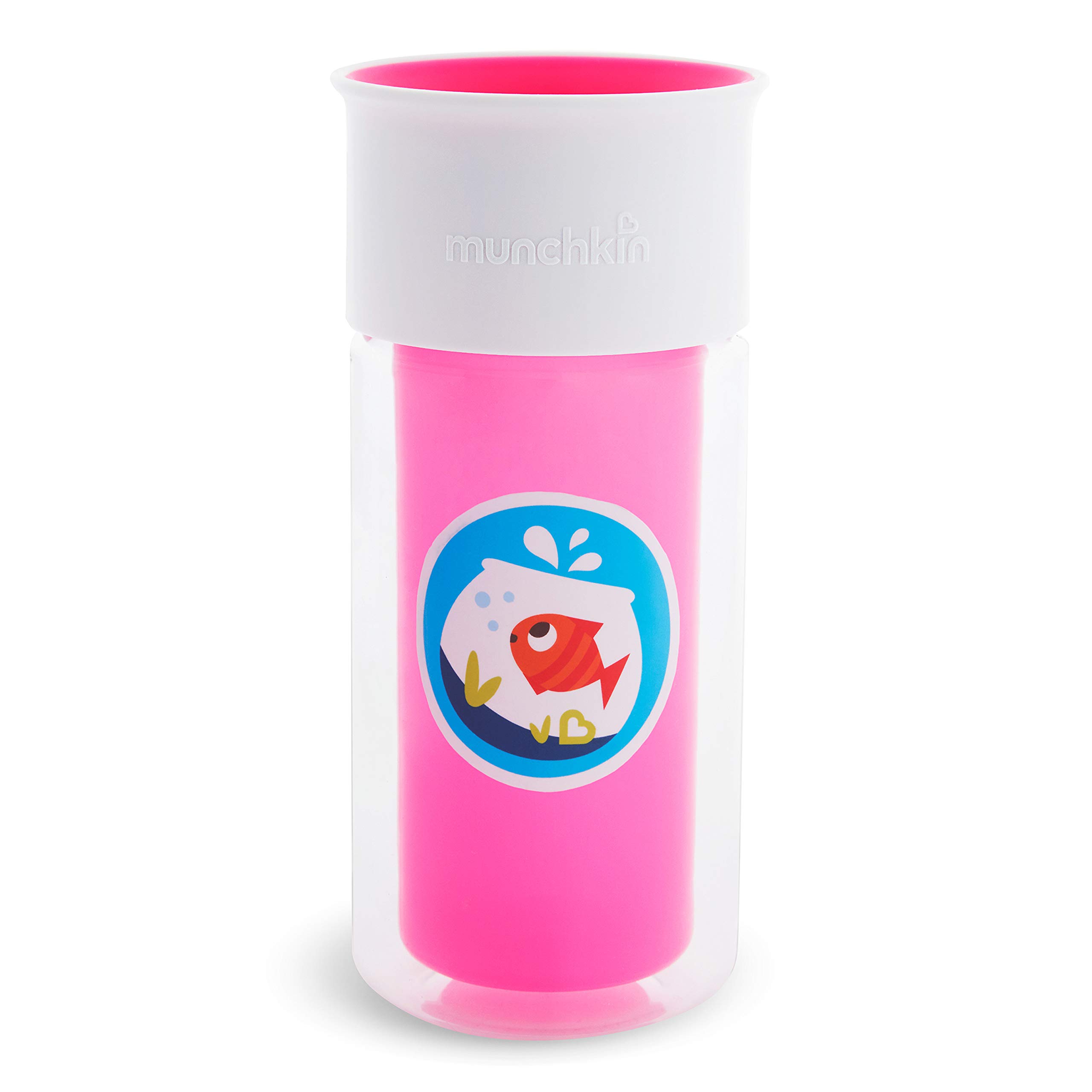 Munchkin Miracle 360 Insulated Sippy Cup, Includes Stickers to Personalise Cup, 9oz/266ml, Pink