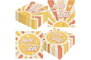 DYDAMUD Here Comes The Son Baby Shower Decoration,40pcs Retro You Are My Sunshine Napkins Paper Little Ray Of Sunshine Baby Shower Napkins for First Trip Around The Sun 1st Birthday Supplies