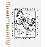 LADOCK Floral Butterfly Christian Spiral Notebook, Christian Gifts for Women, Esther 4:14 Prayer Bible Journal Journaling for Woman, Faith Based Gifts, 5.5x8.3