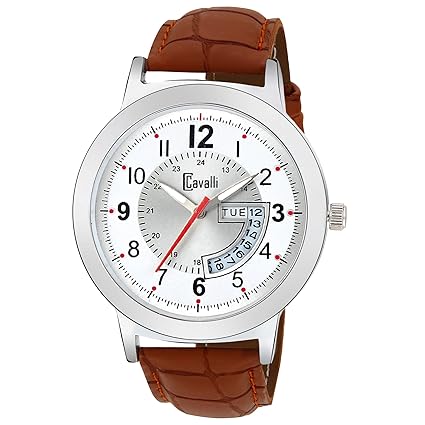 Exclusive White Silver Dial Analogue Mens Watch