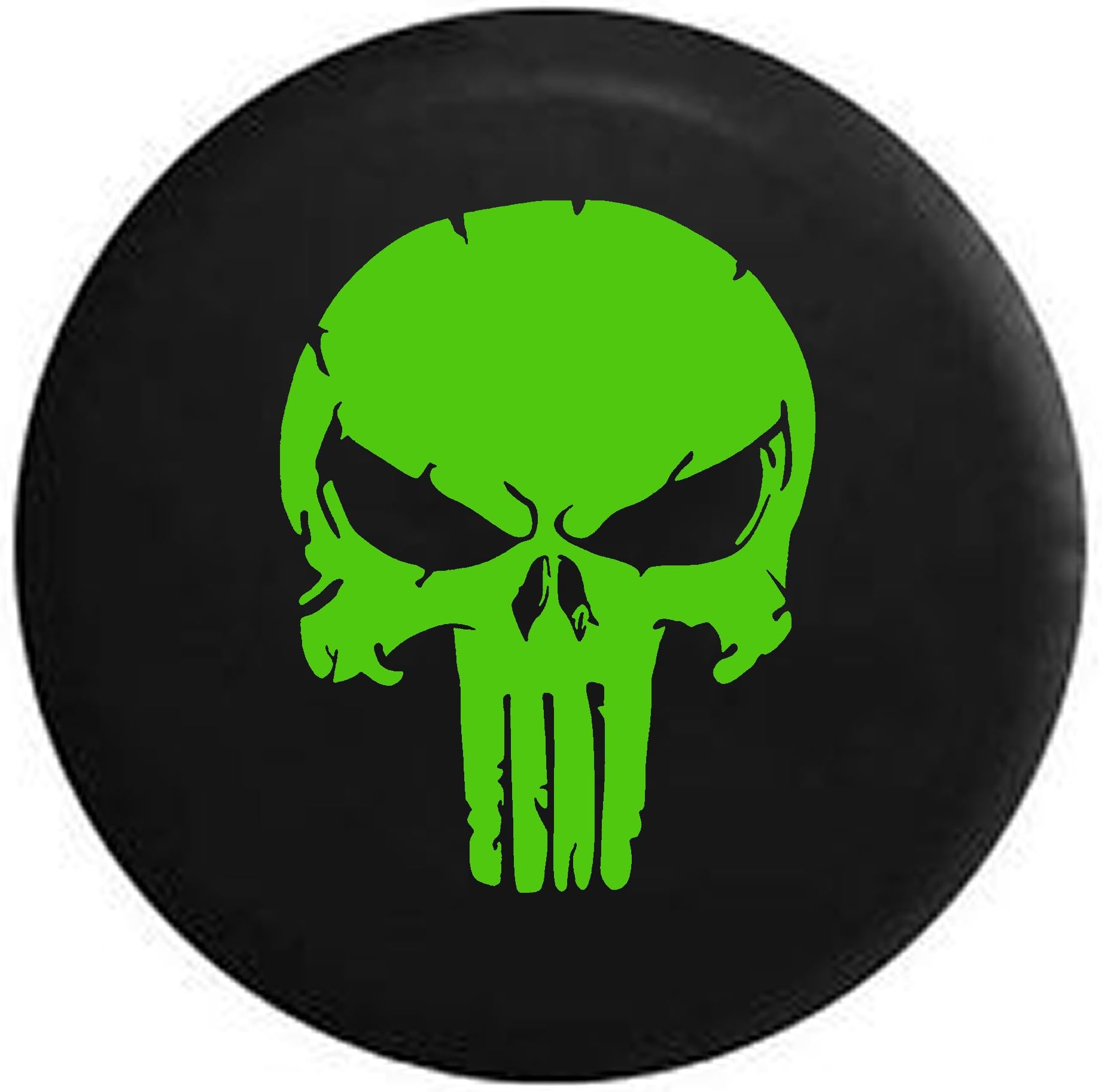 American Unlimited Lime - Cracked Patriot Skull with Angry Eyes Spare Tire Cover (Fits: Jeep Wrangler Accessories or SUV Camper RV) Black 32 in