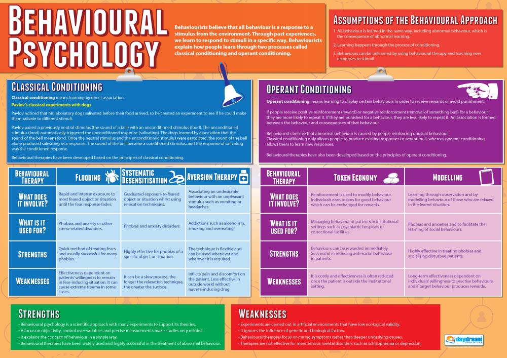 Daydream Education Behavioural Psychology | Psychology Posters | Laminated Gloss Paper measuring 850mm x 594mm (A1) | Psychology Charts for the Classroom | Education Charts