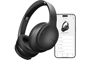 DOQAUS Over Ear Bluetooth Headphones Wireless, 90H Playtime, BT 5.4, 9 EQ Modes, HiFi Deep Bass, Movie & Sleep Mode, White Noises w/App Control, Memory Foam Cups for Travel, Gym, Workout, PC, Phone