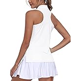 MoFiz Women's Golf Shirts Sleeveless Tennis Tank Tops Racerback Polo V Neck Collared Quick Dry Athletic Tanks