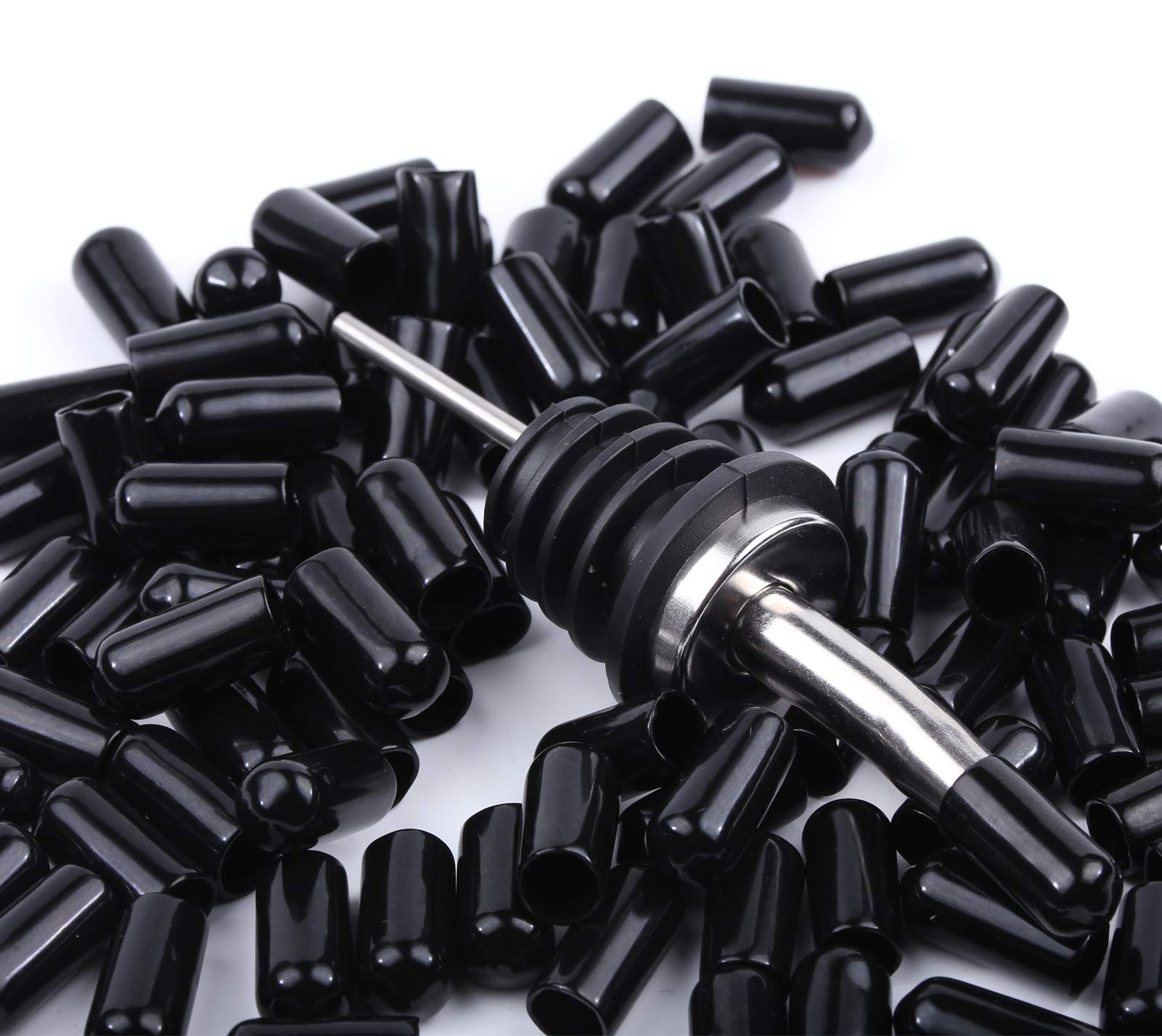 100 Pcs Pourers Dust Covers Olive Oil Liquor Bottle Pour Spout Cover Rubber Caps (Not Include the Spout)