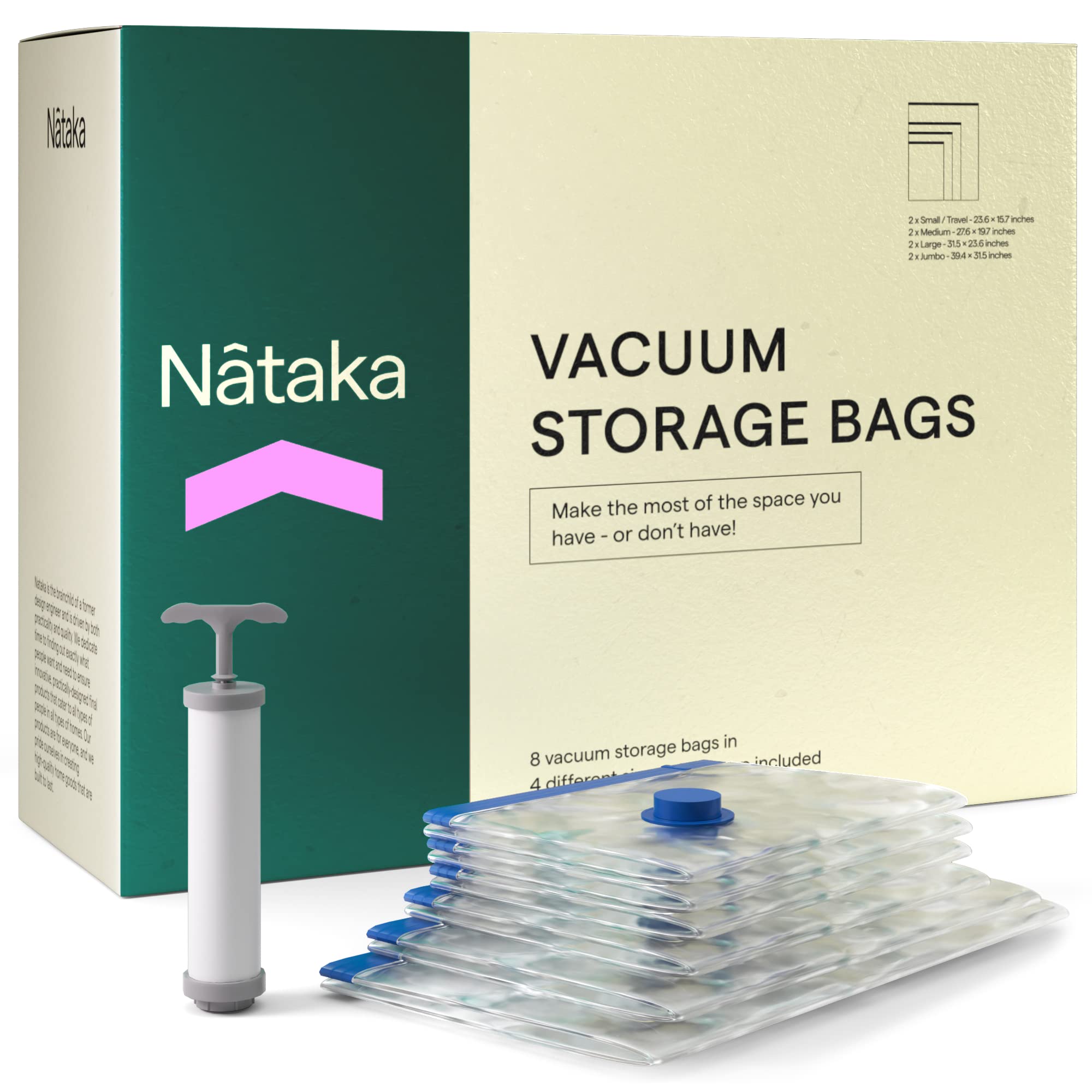 𝗪𝗜𝗡𝗡𝗘𝗥 𝟮𝟬𝟮𝟯* Vacuum Storage Bags Clothes - Hanging Vacuum Storage Bags, Clothes Storage Bag 8 Pack (2 Jumbo, 2 Large, 2 Medium, 2 Small) Reusable Vacuum Bags w/Pump for Travel & Clothes