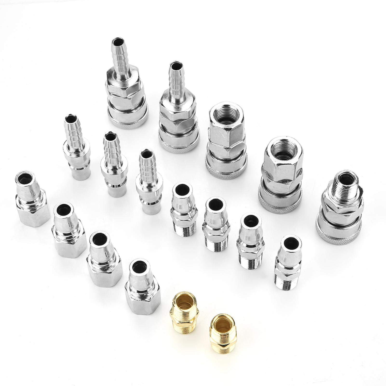 Hilitand 18pcs 1/4" Industrial Solid Brass Quick Connect Air Fittings, Pneumatic Fittings