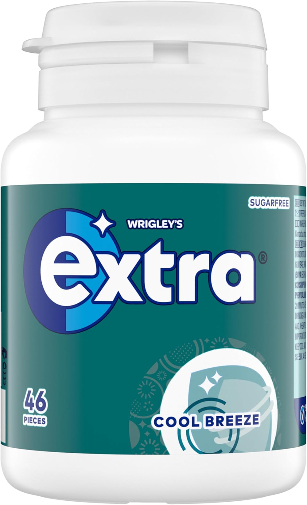 Extra Chewing Gum Cool Breeze Mint Sugar Free 46 Pieces Bottle Xylitol