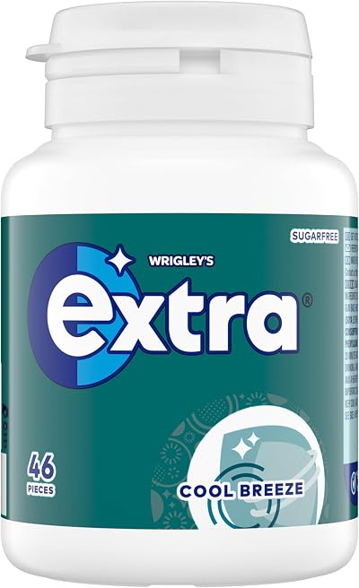 Extra Chewing Gum Cool Breeze Mint Sugar Free 46 Pieces Bottle Xylitol