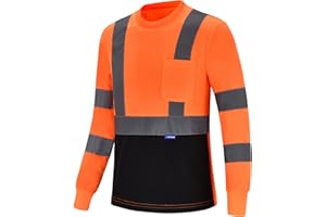 AYKRM Safety T Shirt Reflective High Visibility hi vis Long Sleeve T Shirt (XS-6XL)