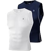 Runhit 2 Pack Men's Compression Shirts Sleeveless Workout Athletic Tank Top Sports Base Layer Undershirt