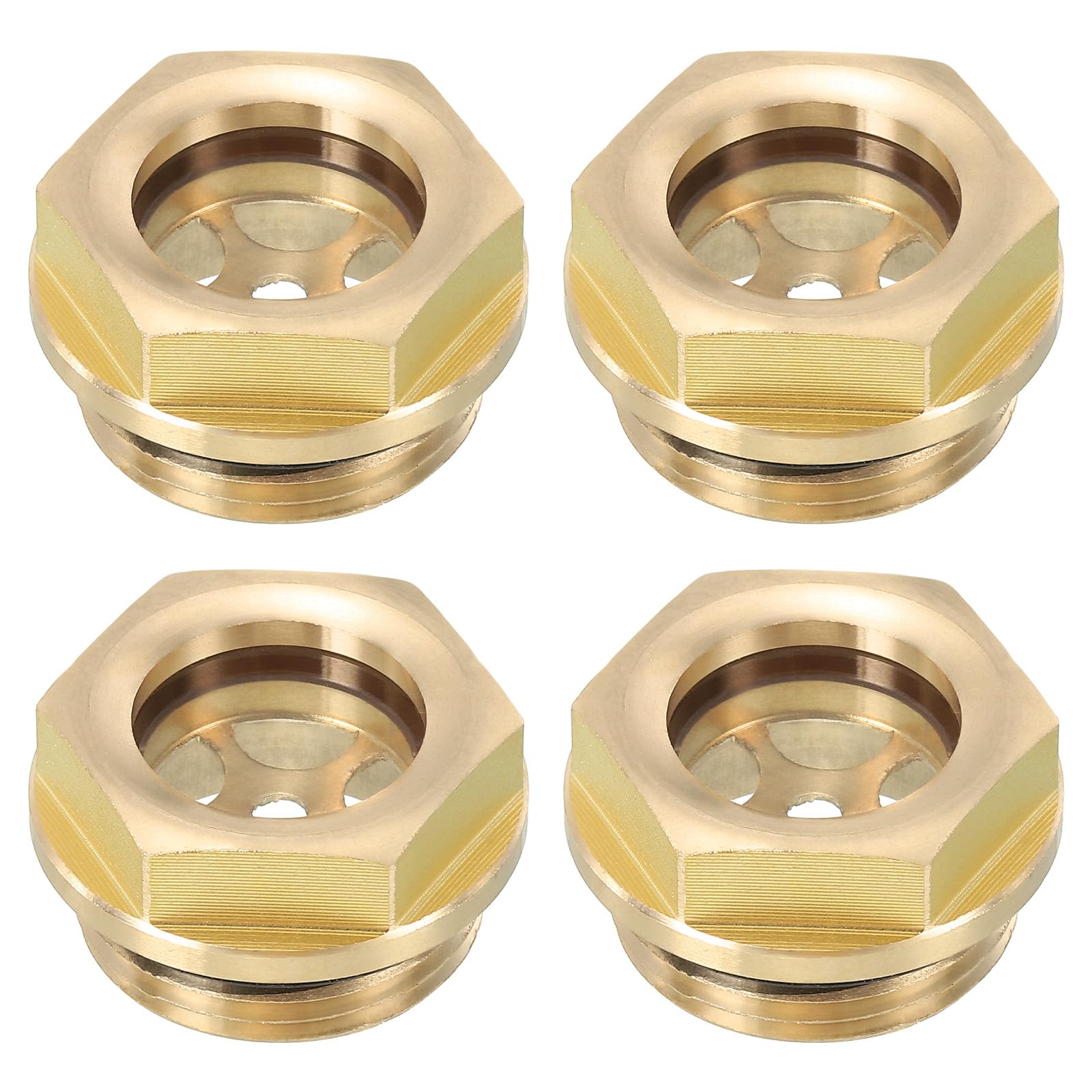 PATIKIL Air Compressor Oil Sight Glass, 4 Pack G 3/4" Male Thread Brass Oil Liquid Level Gauge Air Compressor Parts with O-Ring