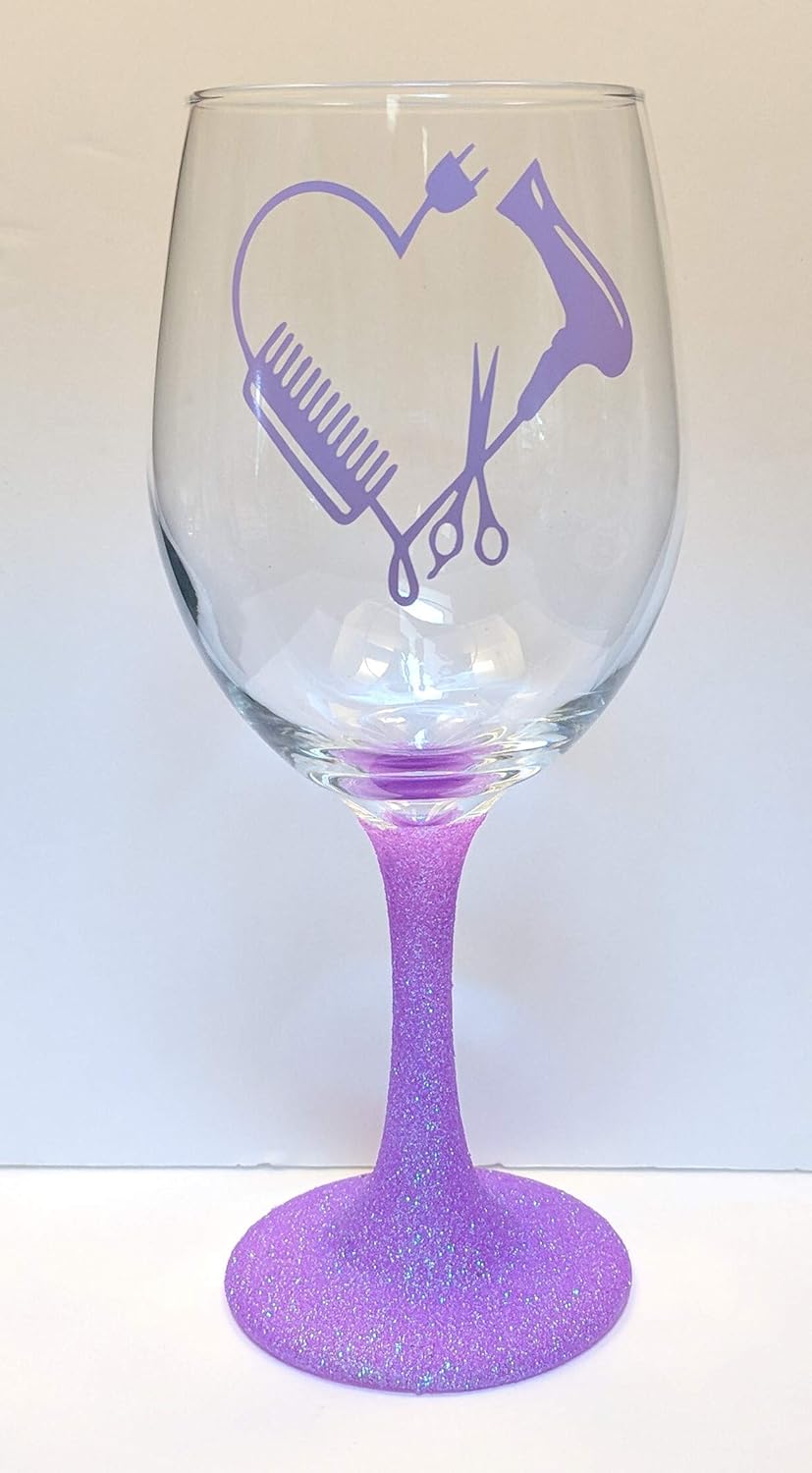 Amazon Com Hair Stylist Glitter Stem Wine Glass Hair Salon