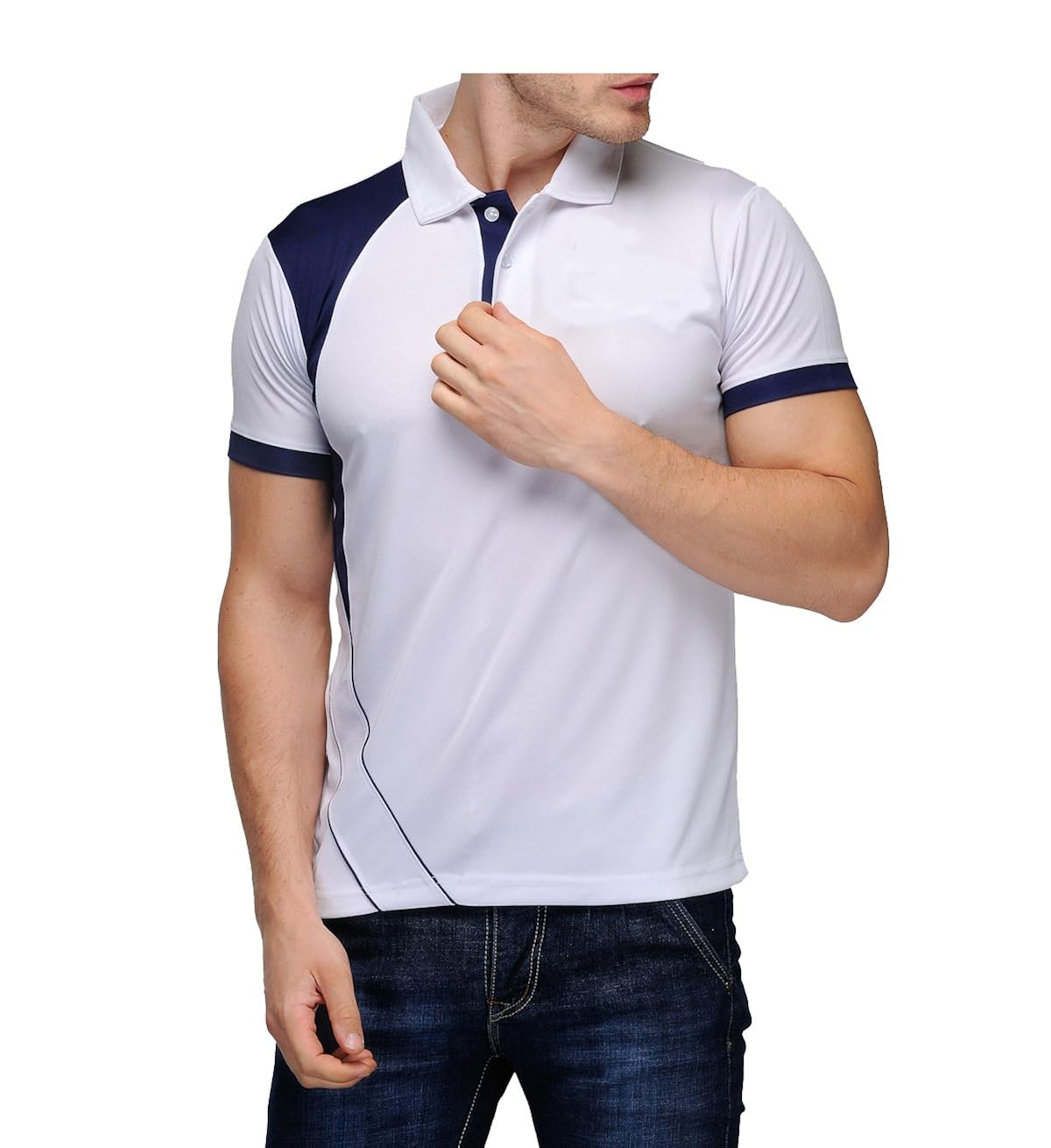 scott men's jersey collar neck sports dryfit t-shirt - white