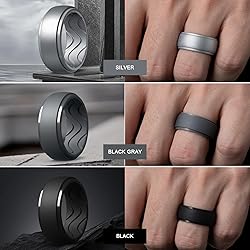 Egnaro Men's Silicone Rings 10mm Wide 2.5mm
