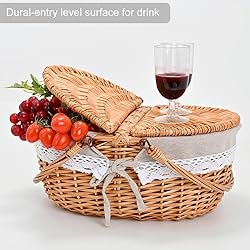 Wicker Picnic Basket with Removable Liner Empty