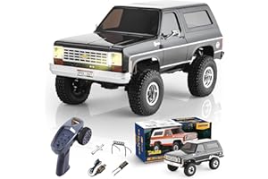 BEEZRC FMS 1/24 RC Crawler Officially Licensed Chevy K5 Blazer SUV 4WD 2.4GHz Hobby RC Model 8km/h Mini Car RC Off-Road Remote Control Car (Black)