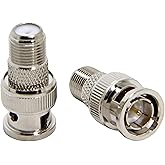 F to BNC Connector, 2-Pack BNC Male Plug to F Female Jack Coax Adapter 75 Ohm, RG6, RG59 Connector for Scanner, Camera