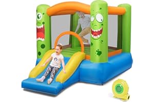 HONEY JOY Inflatable Bounce House, Blow up Moon Bounce for Kids w/Slide, Giant Jumpy Area, Ocean Ball Pit, Basketball Rim, Stakes, Jumping Bouncy Castle for Indoor Outdoor (with 480W Blower)
